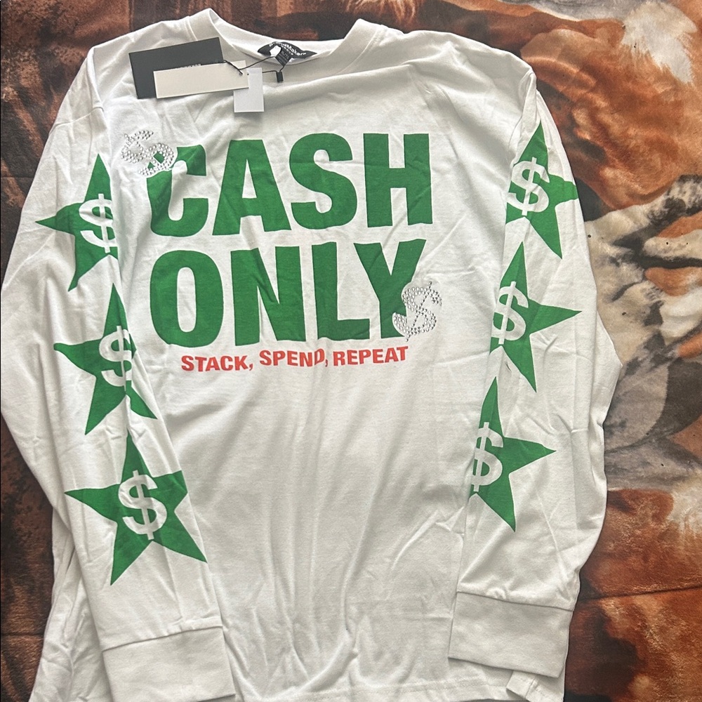 Cash Only White Graphic Men's Shirt